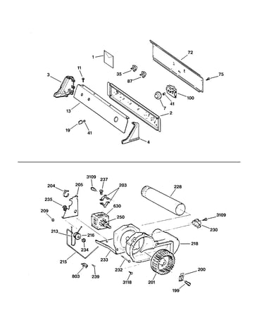 Backsplash, blower & drive assembly
