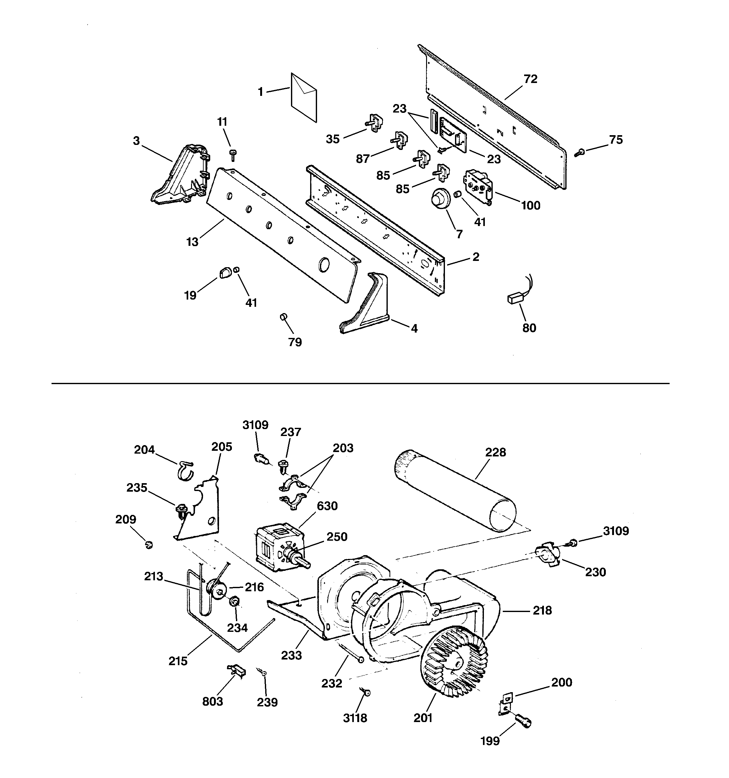 BACKSPLASH, BLOWER & MOTOR