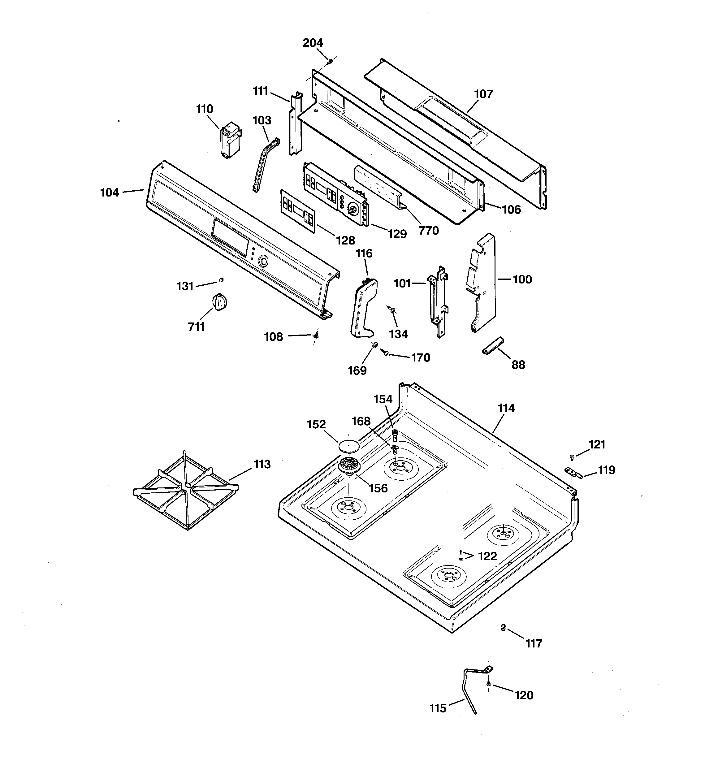 CONTROL PANEL & COOKTOP