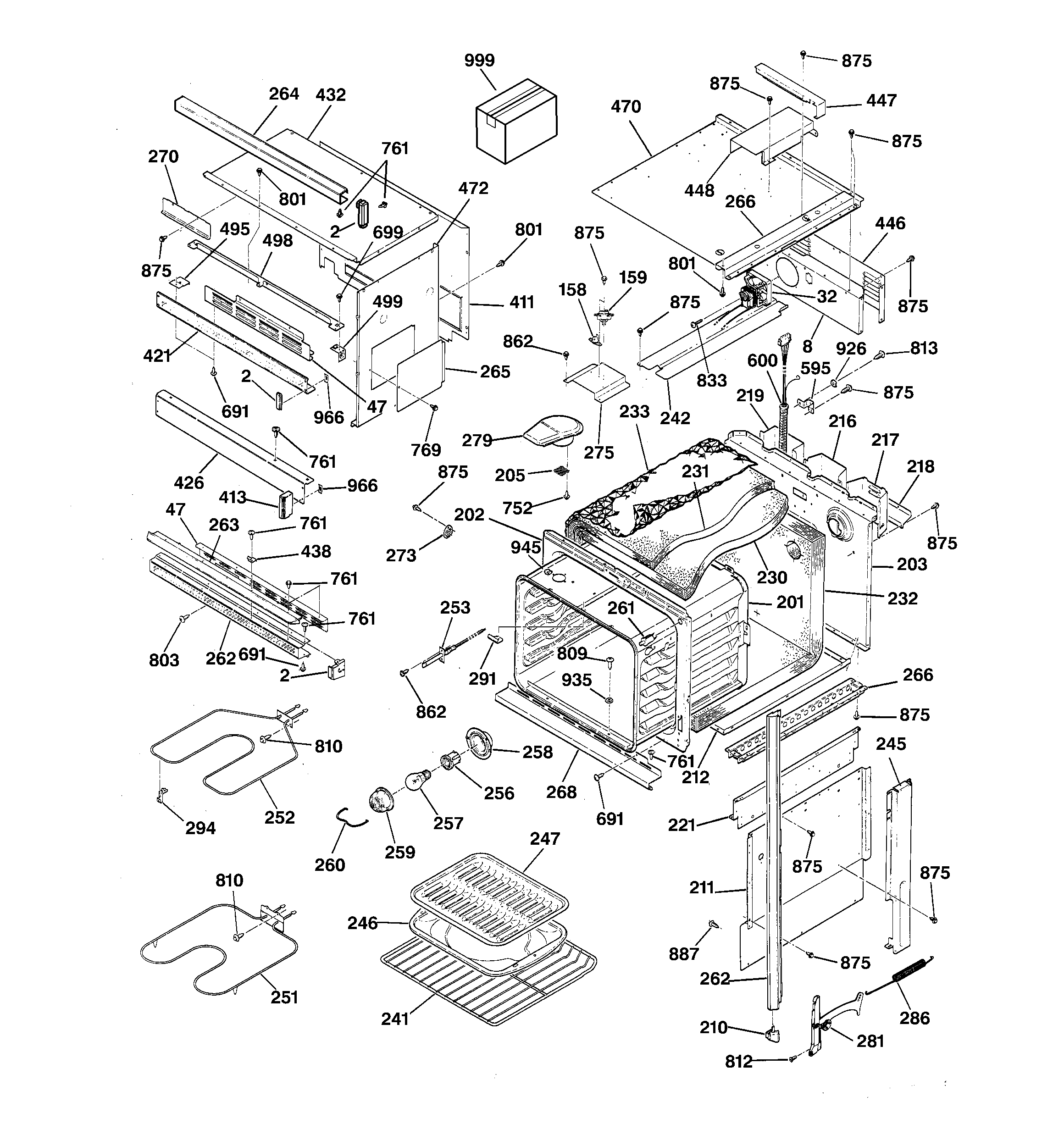 Body section with microwave enclosu