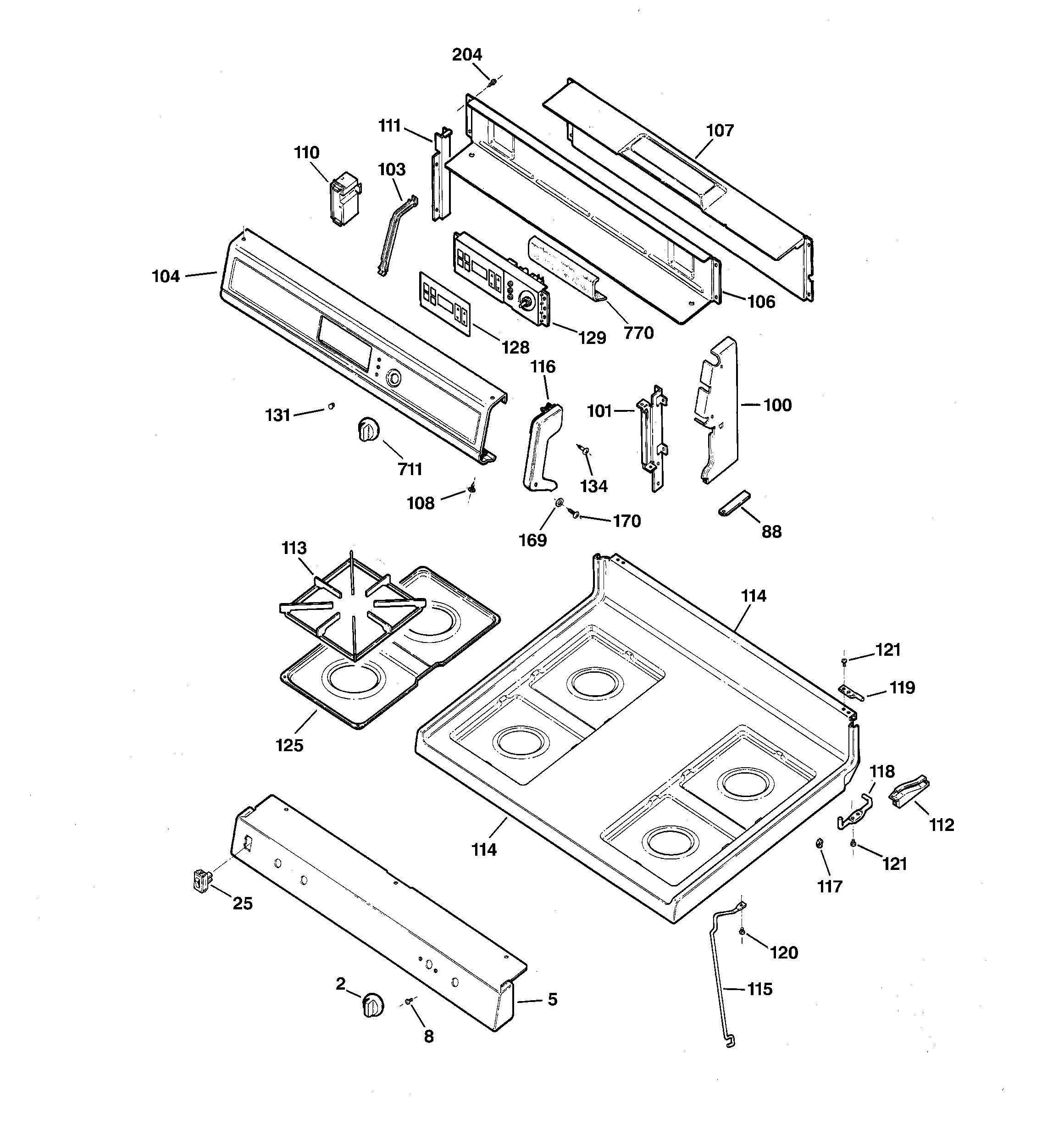 CONTROL PANEL & COOKTOP