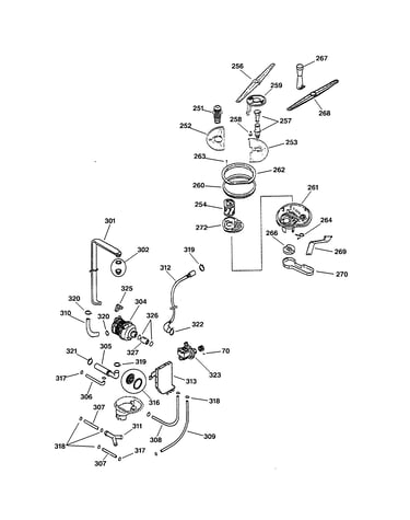 Motor-pump & spray arm assembly