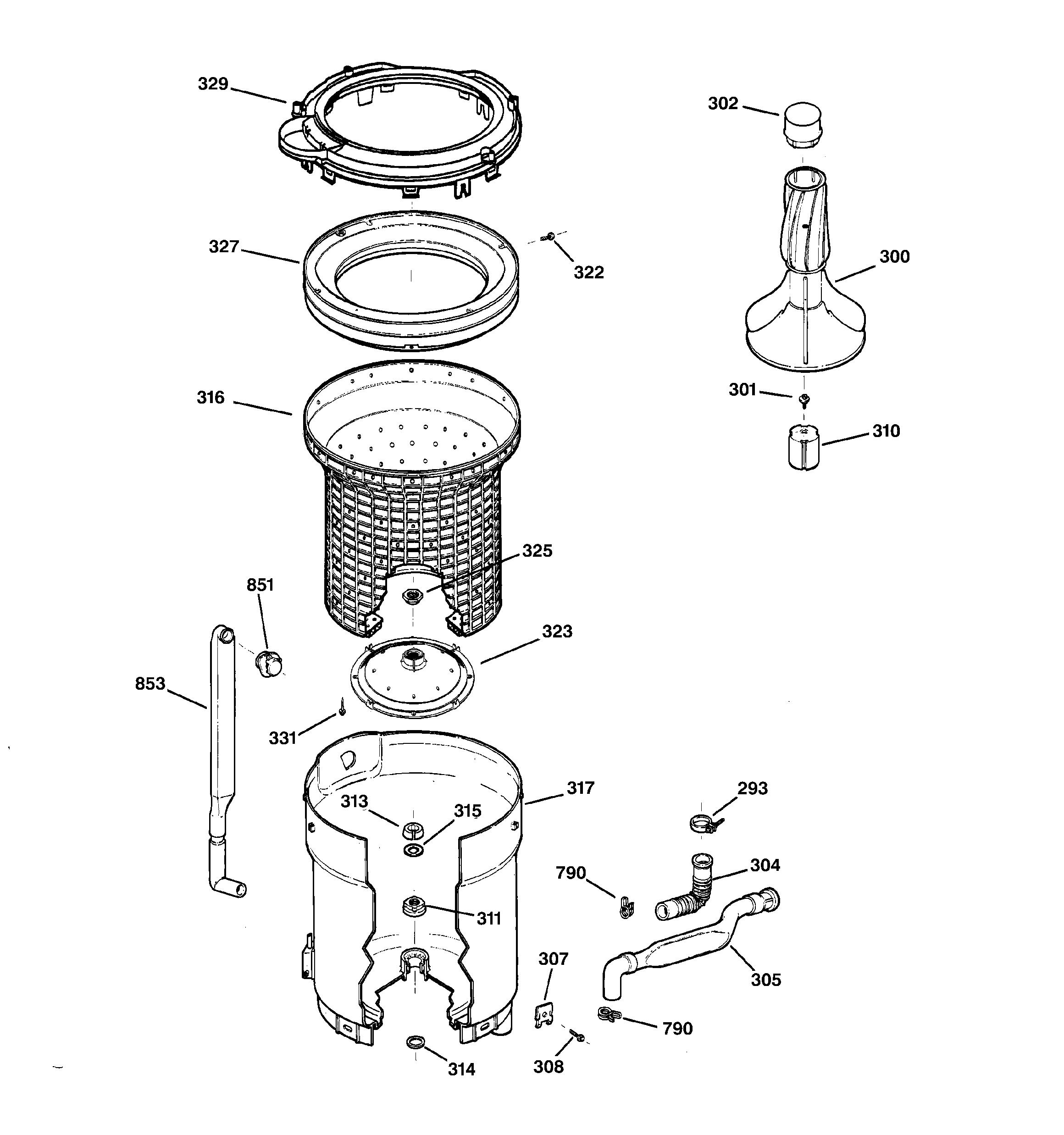 Tub, basket & agitator