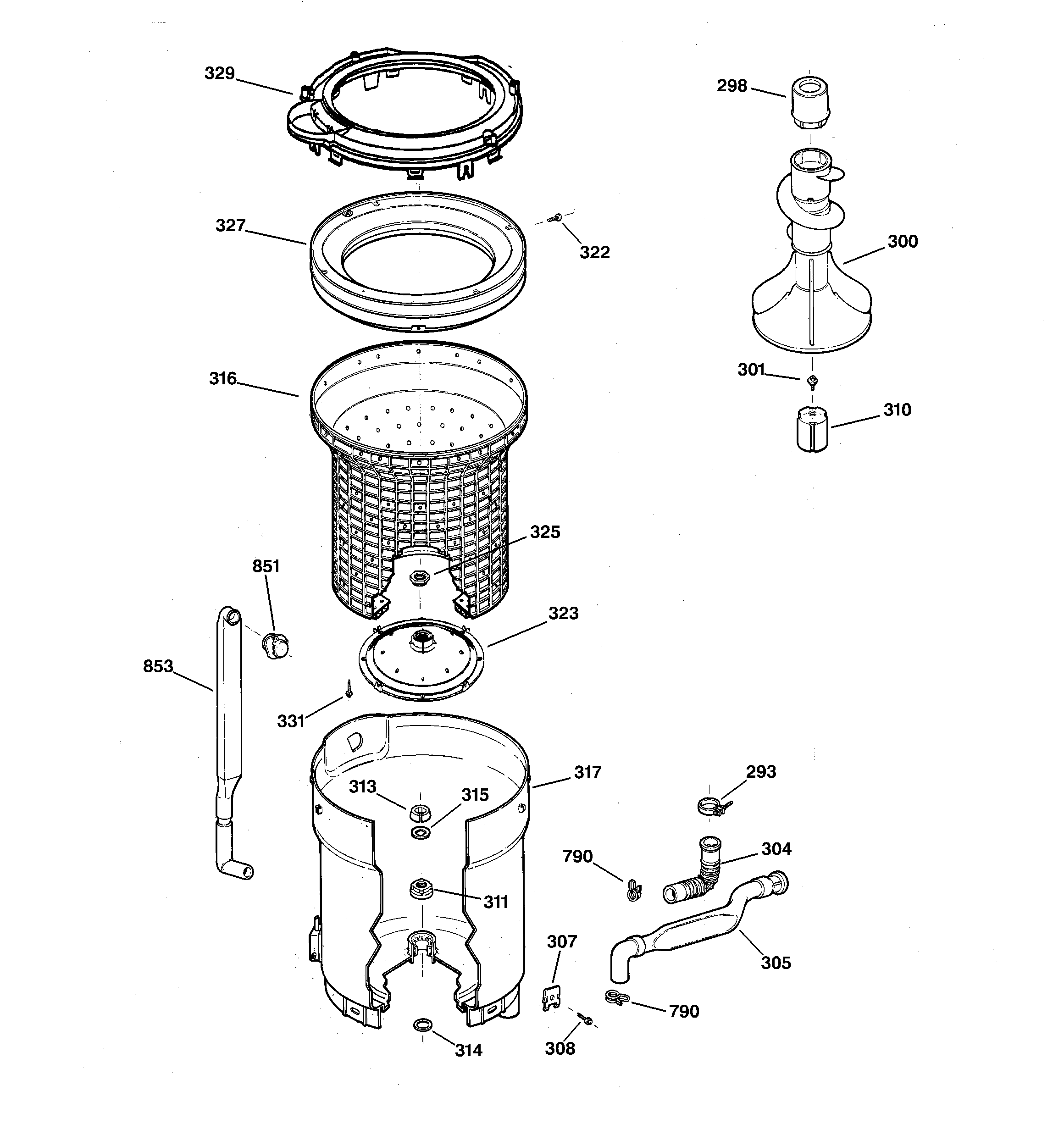 Tub, basket & agitator