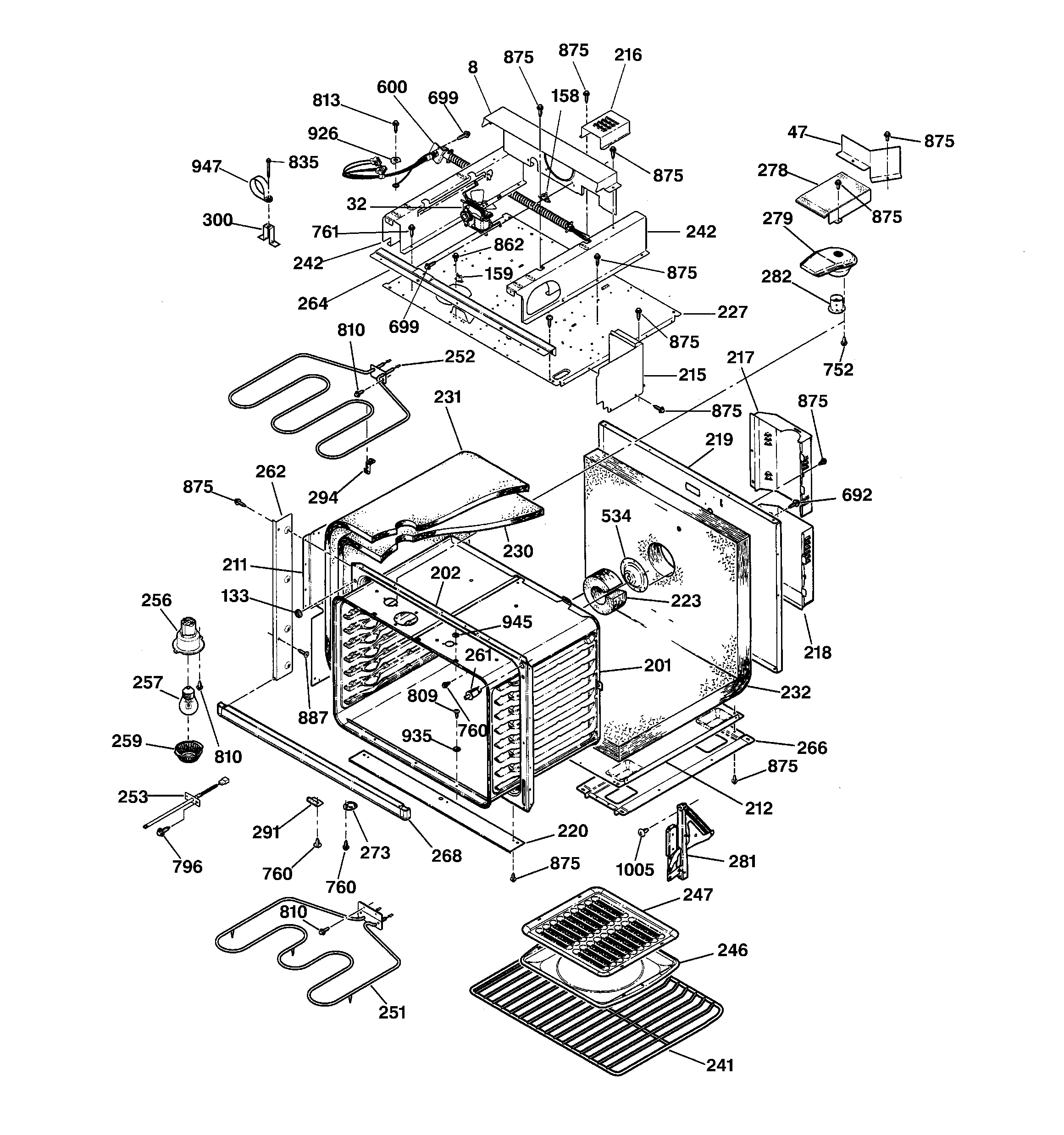 OVEN BODY & MICROWAVE SUPPORT