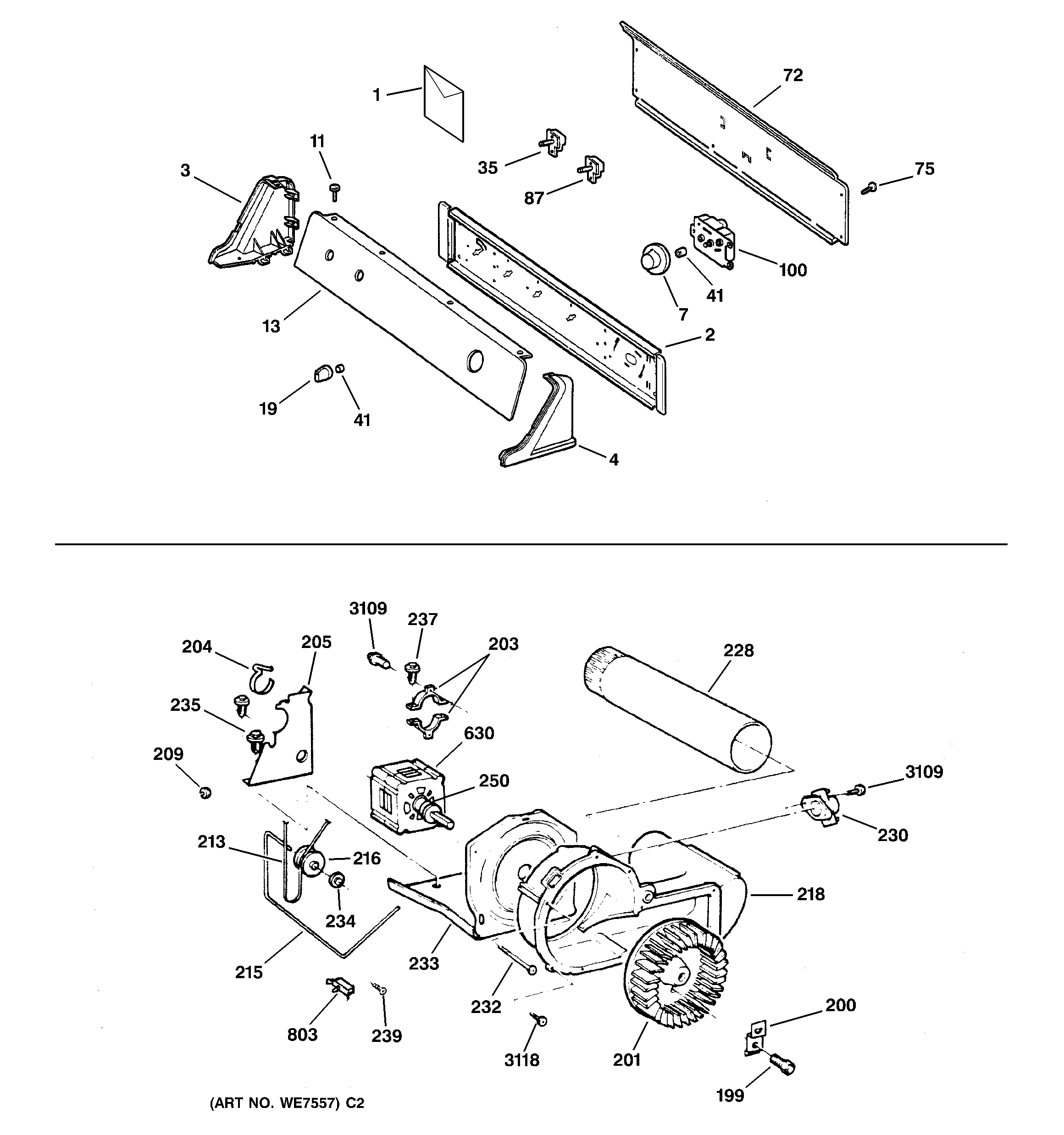 BACKSPLASH, BLOWER & DRIVE ASSEMBLY