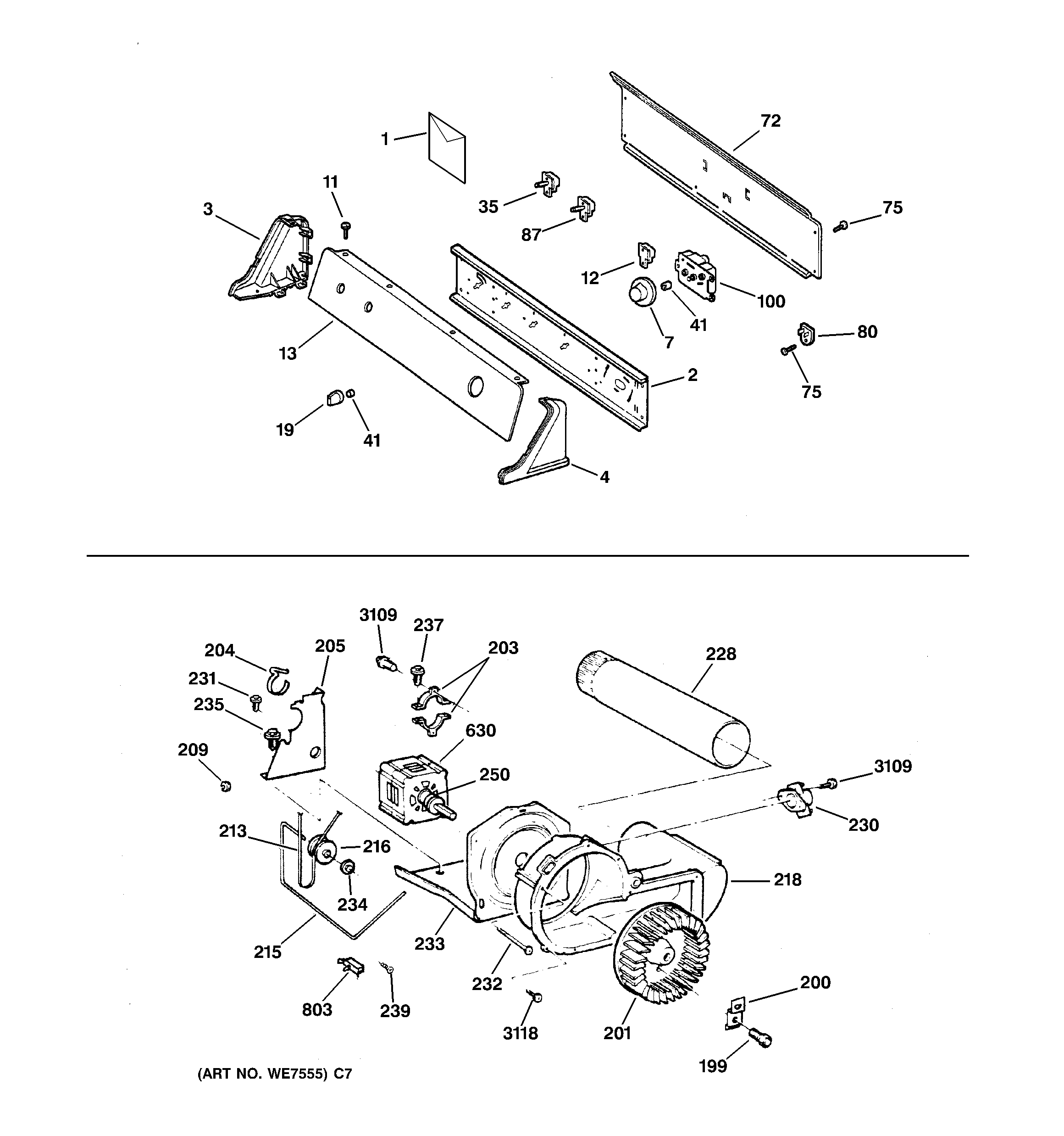 BACKSPLASH, BLOWER & MOTOR