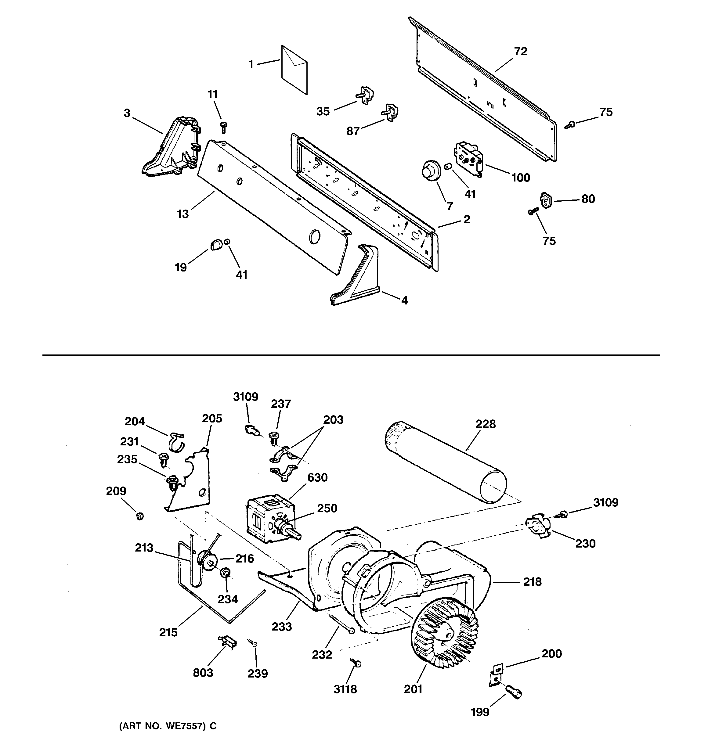 BACKSPLASH, BLOWER & DRIVE ASSEMBLY