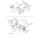 GE DCXR463EA1WW backsplash, blower & drive assembly diagram