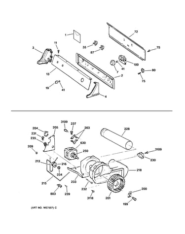 Backsplash, blower & drive assembly