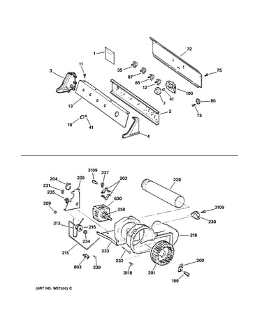 Backsplash, blower & motor