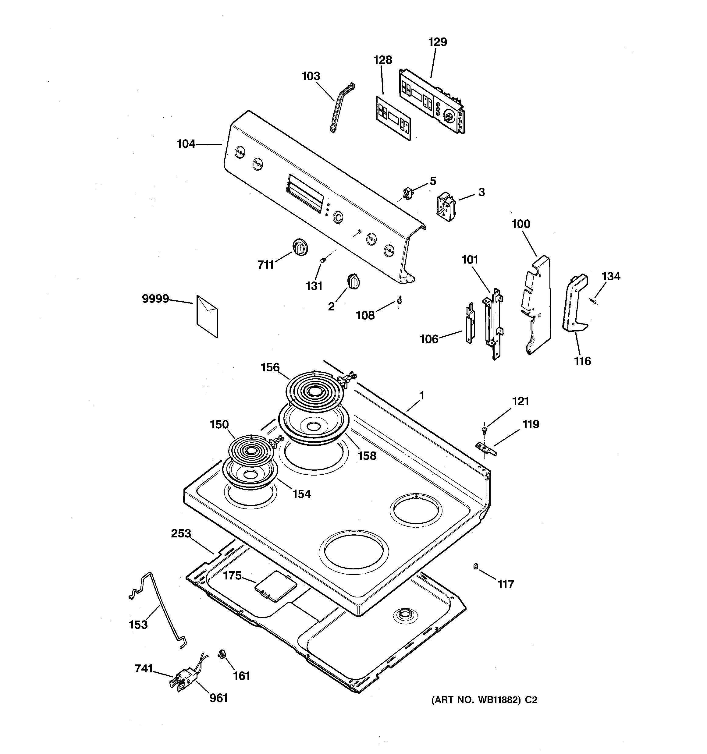 CONTROLS PANEL & COOKTOP