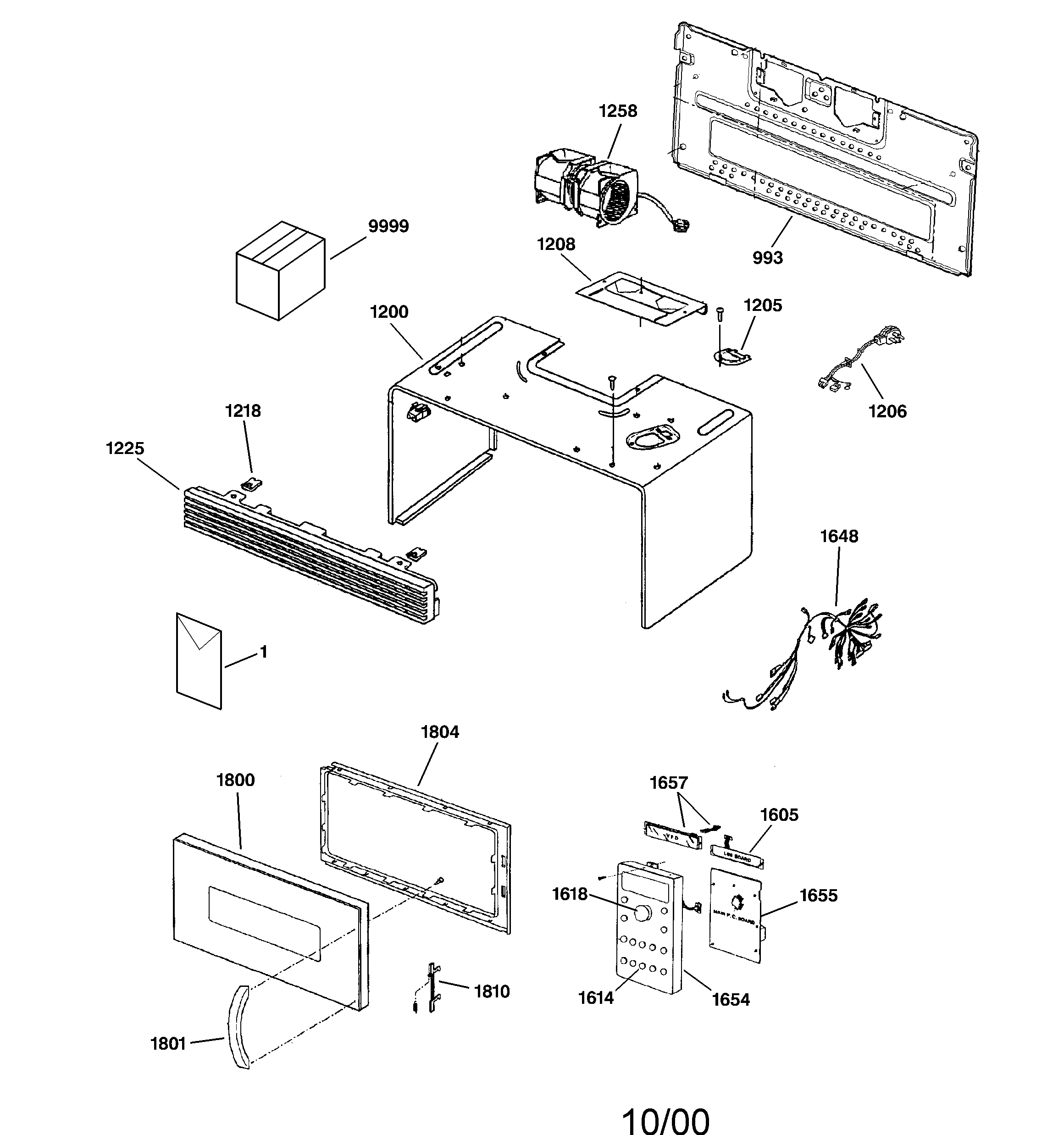 Door, controls, gril & case