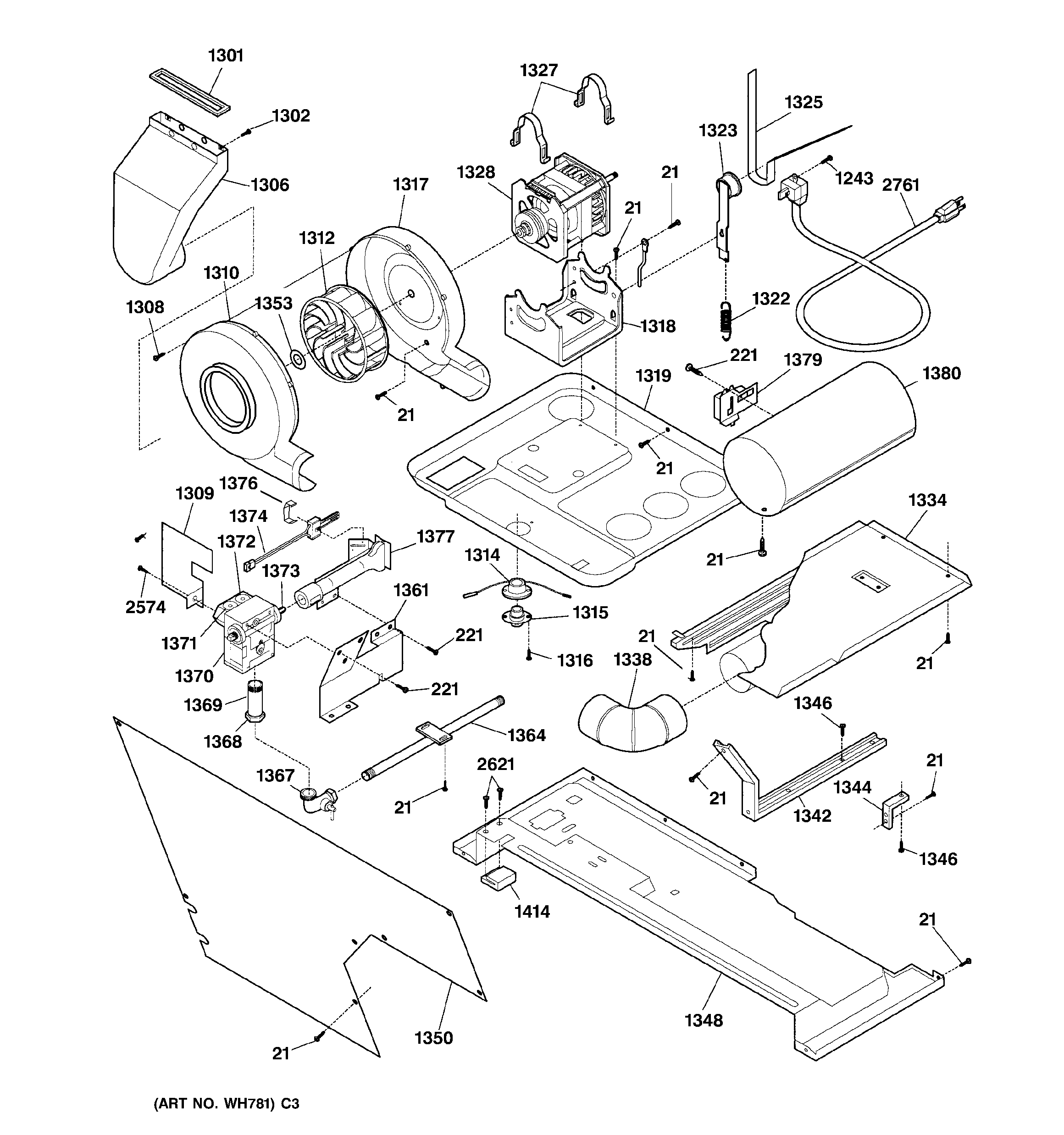 Dryer motor, blower & belt