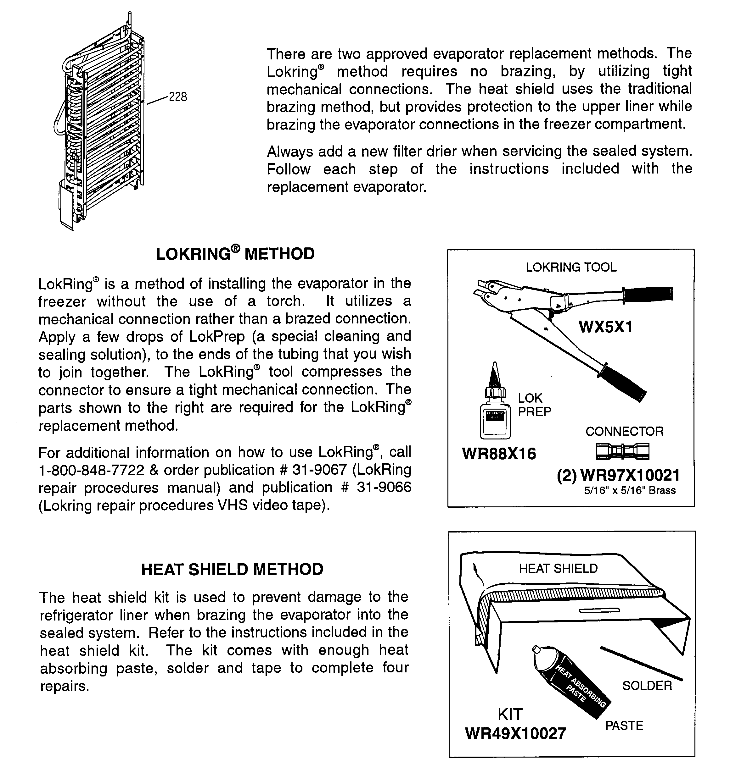 EVAPORATOR INSTRUCTIONS