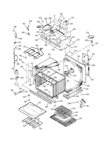 Oven body with microwave support