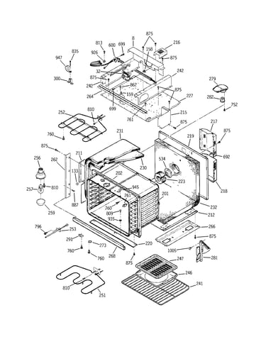 Oven body with microwave support