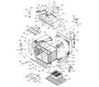 GE JTP85WA5WW oven body with microwave support diagram
