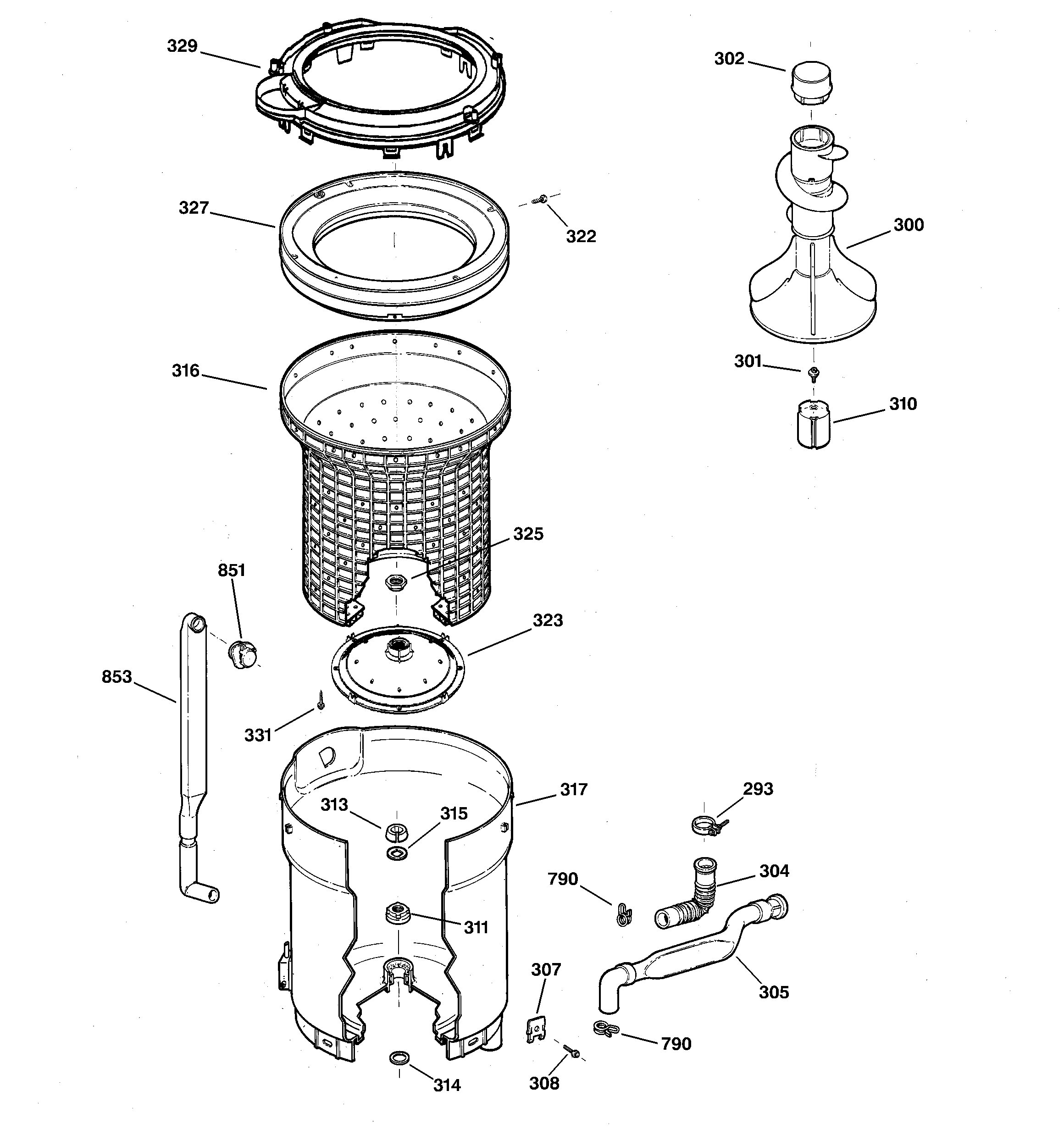 Tub, basket & agitator