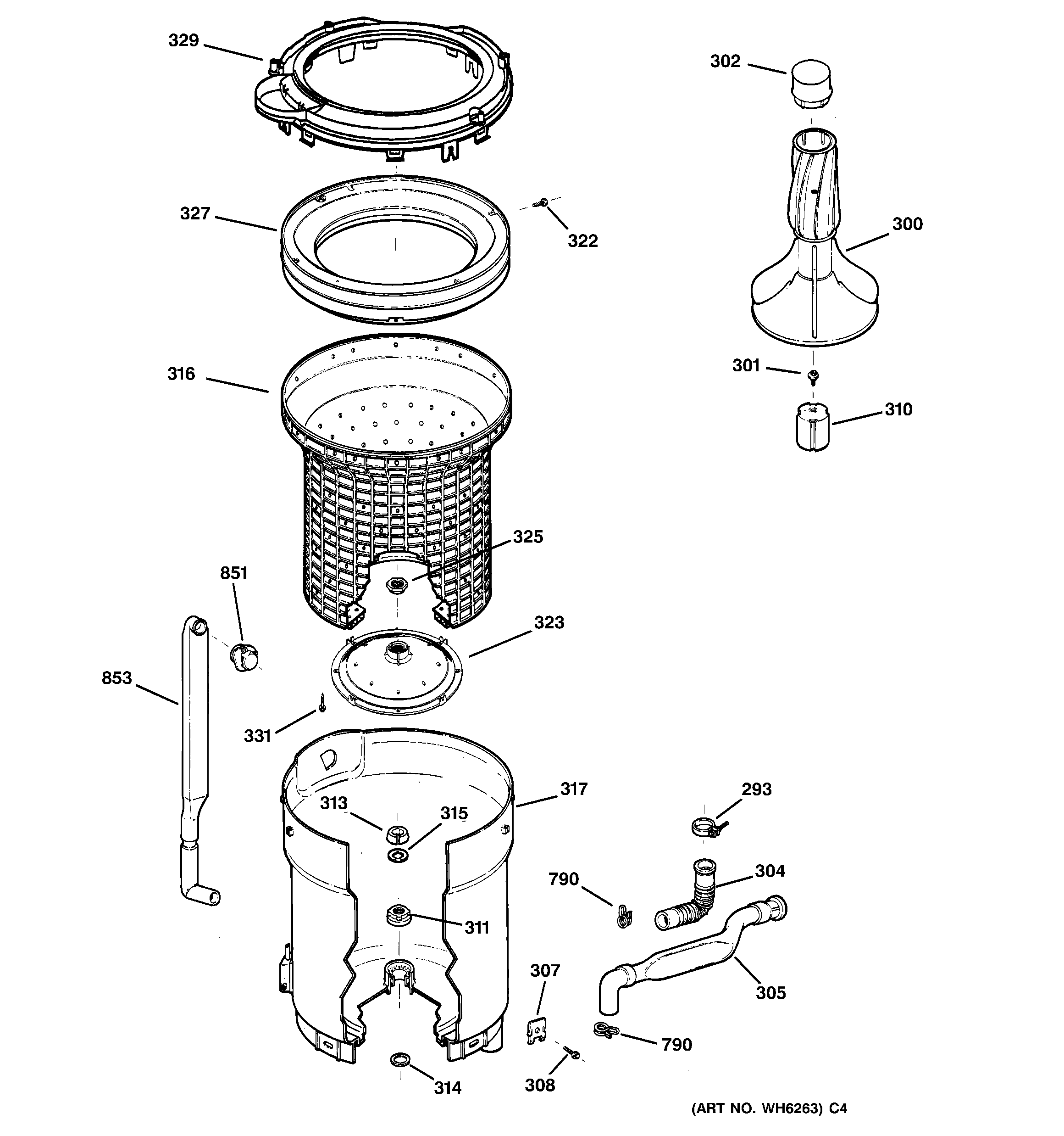 Tub, basket & agitator
