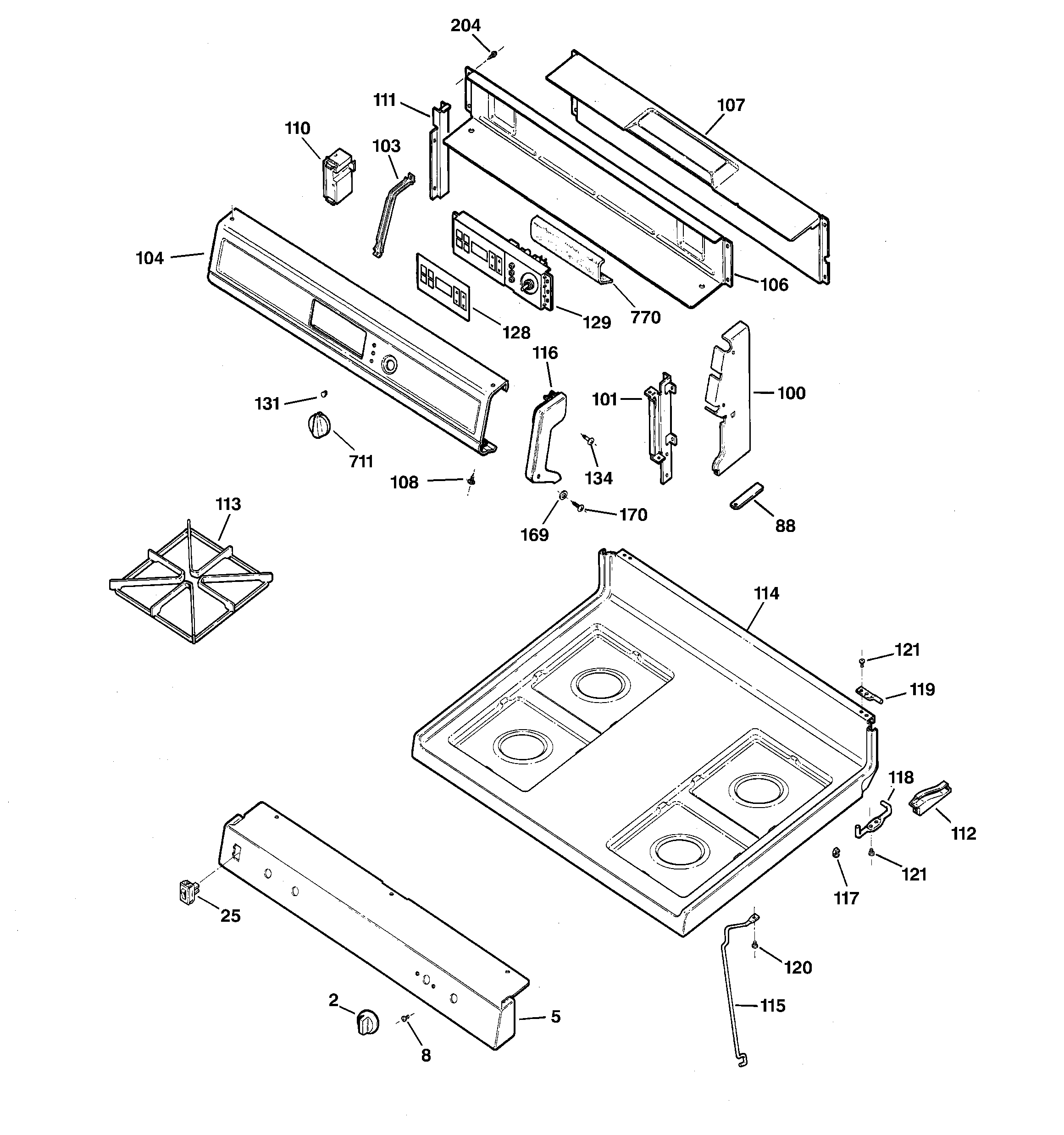 CONTROL PANEL & COOKTOP