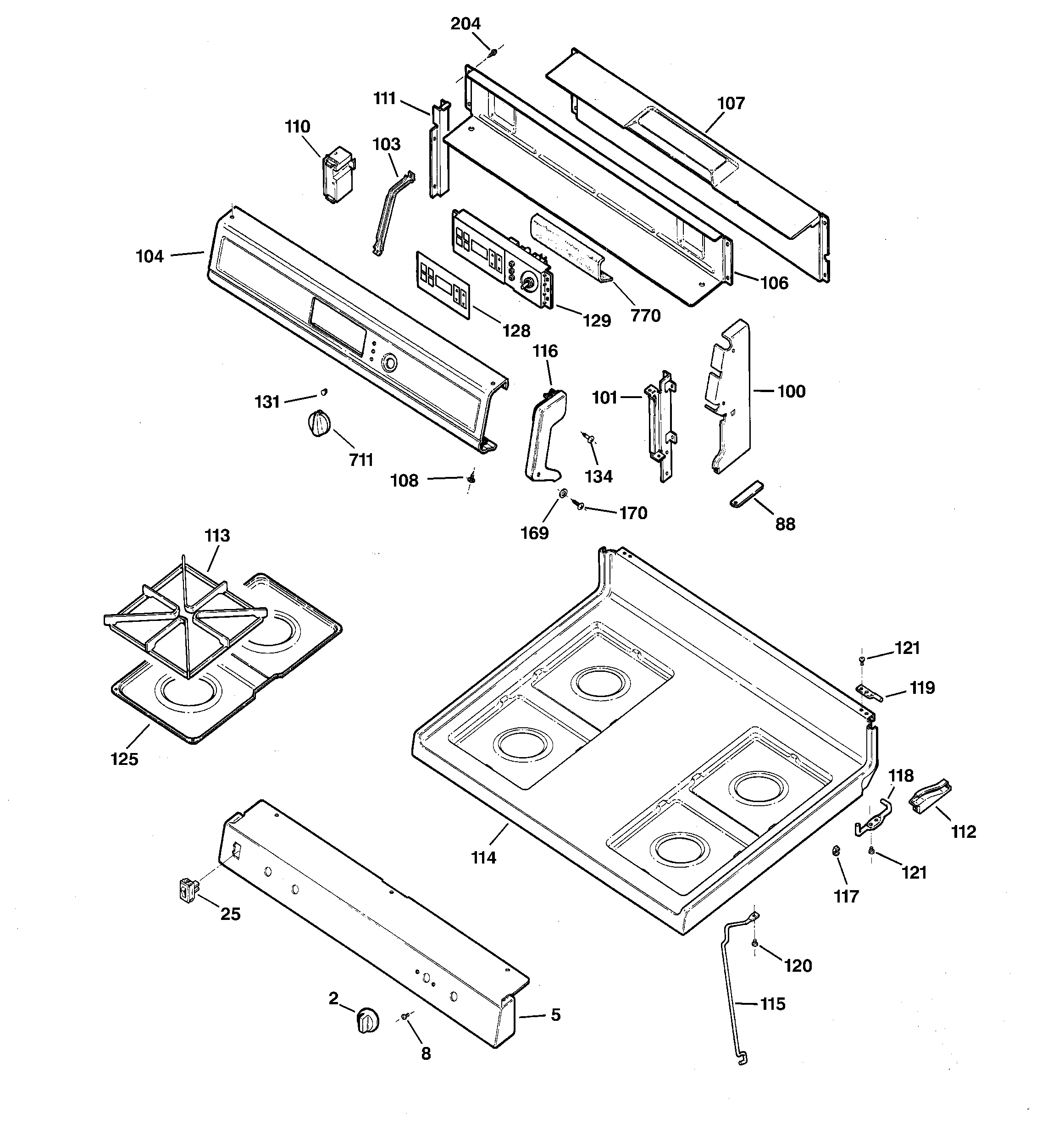 CONTROL PANEL & COOKTOP