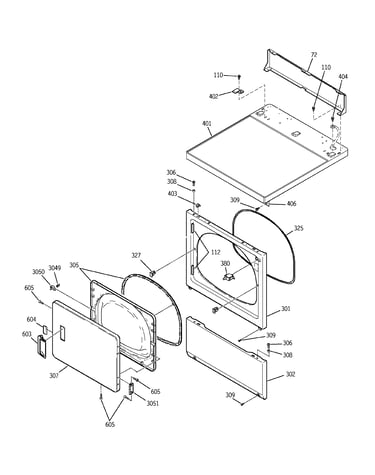 Door, front, access & top panel