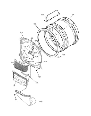 Front bulkhead, air duct & drum