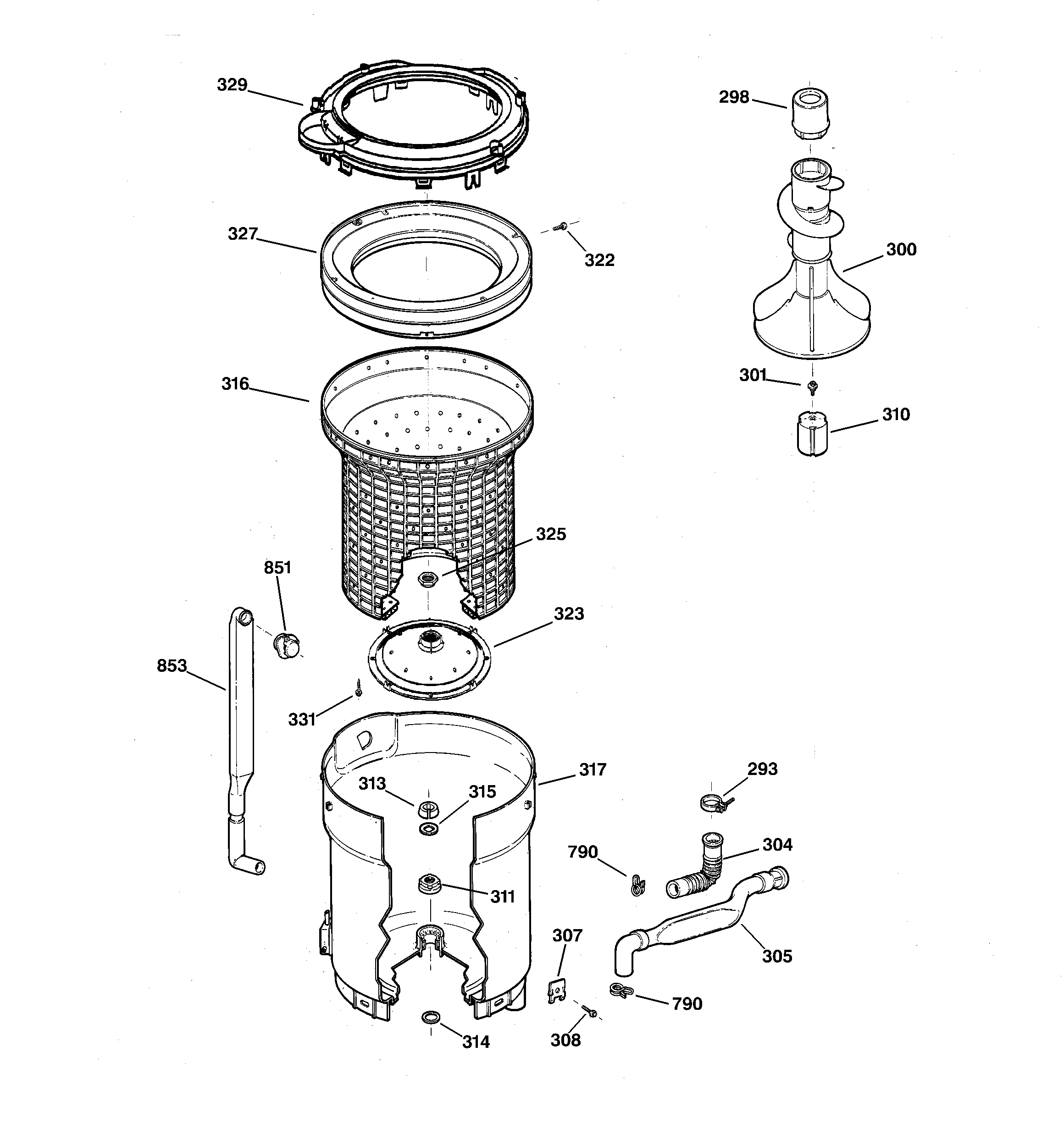 Tub, basket & agitator