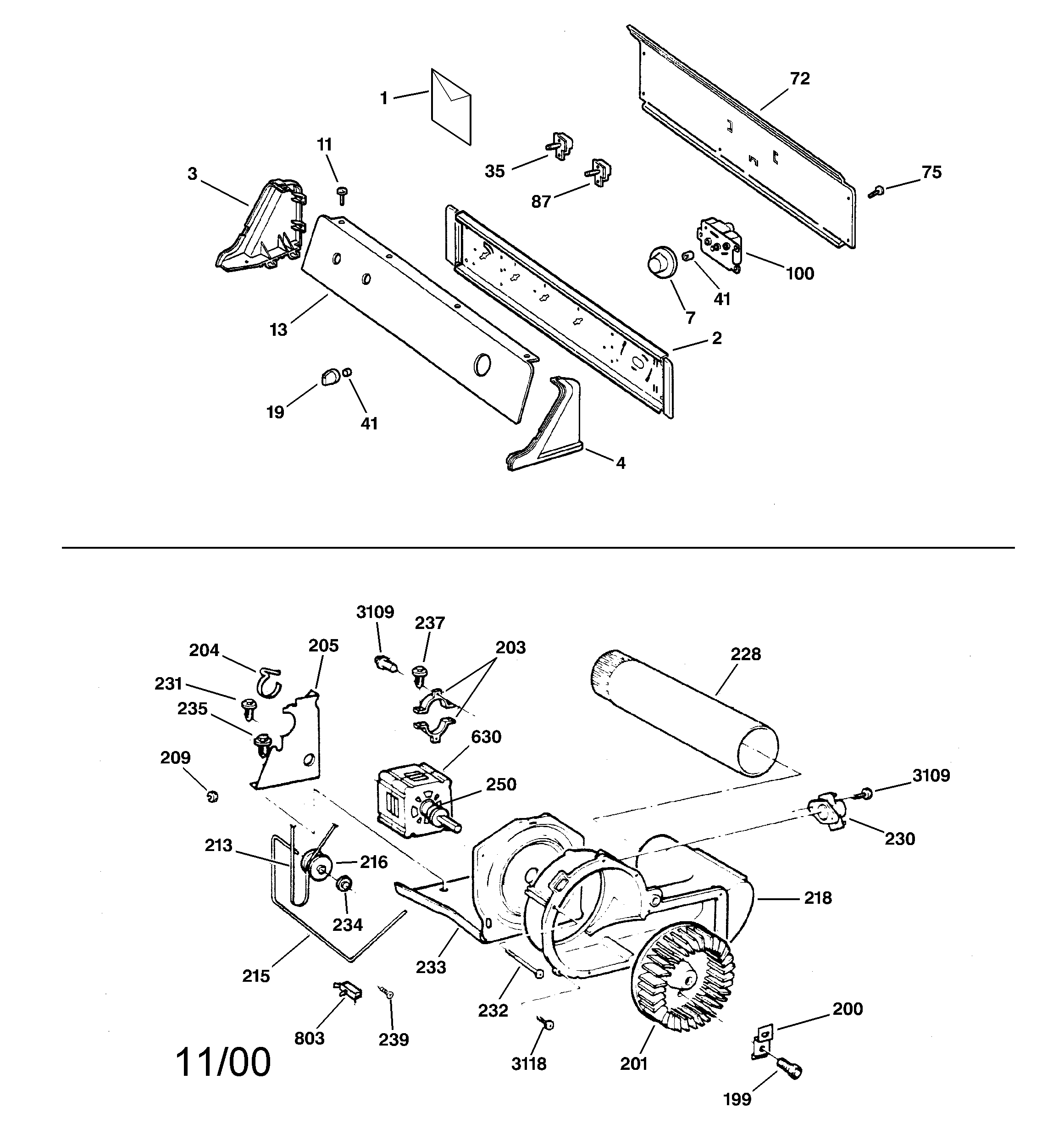 BACKSPLASH, BLOWER & DRIVE ASSEMBLY