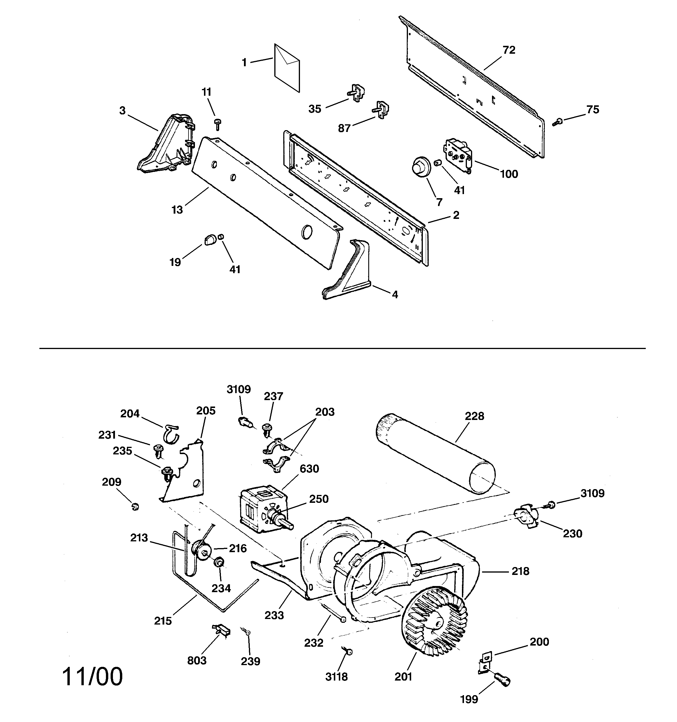 Backsplash, blower & drive assembly