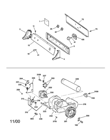 Backsplash, blower & drive assembly