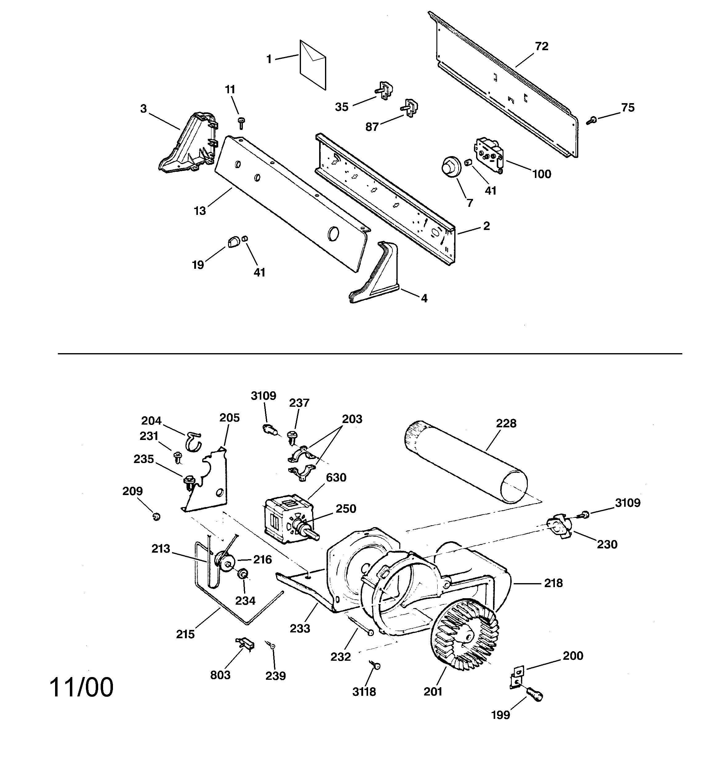 Backsplash, blower & motor