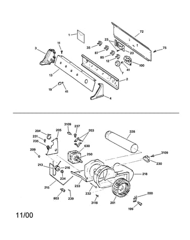 Backsplash, blower & motor