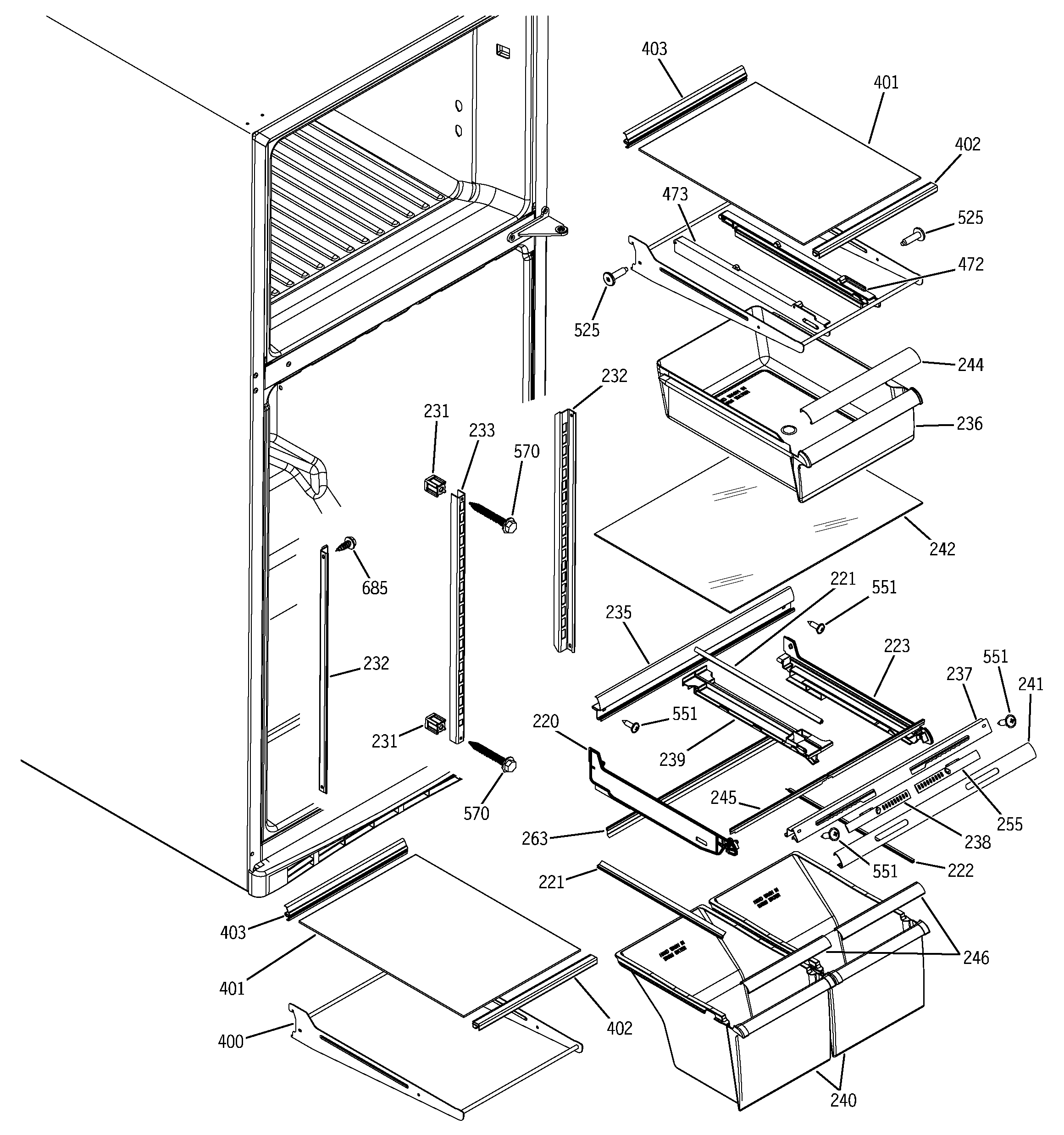 Fresh food shelves