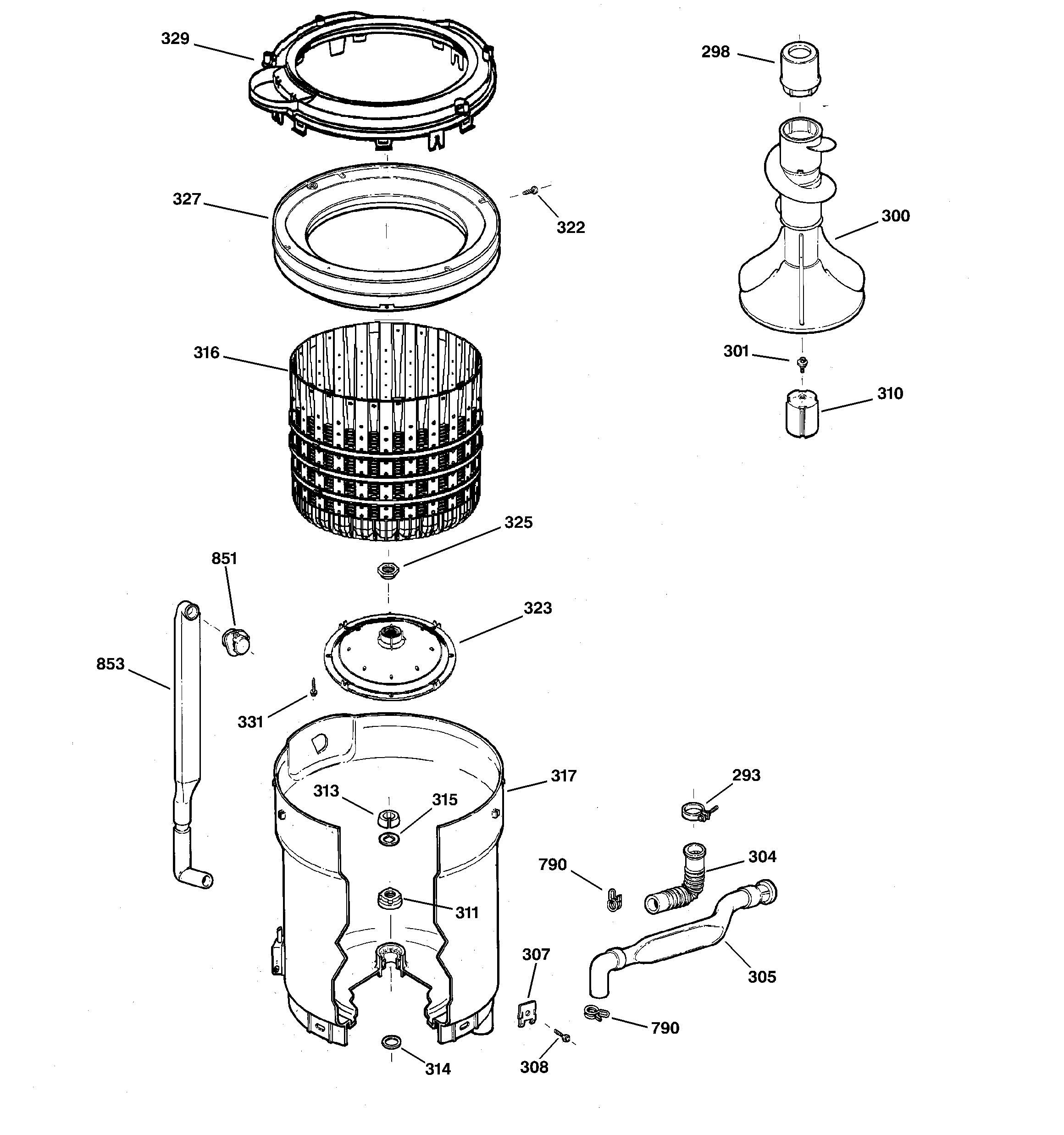 Tub, basket & agitator