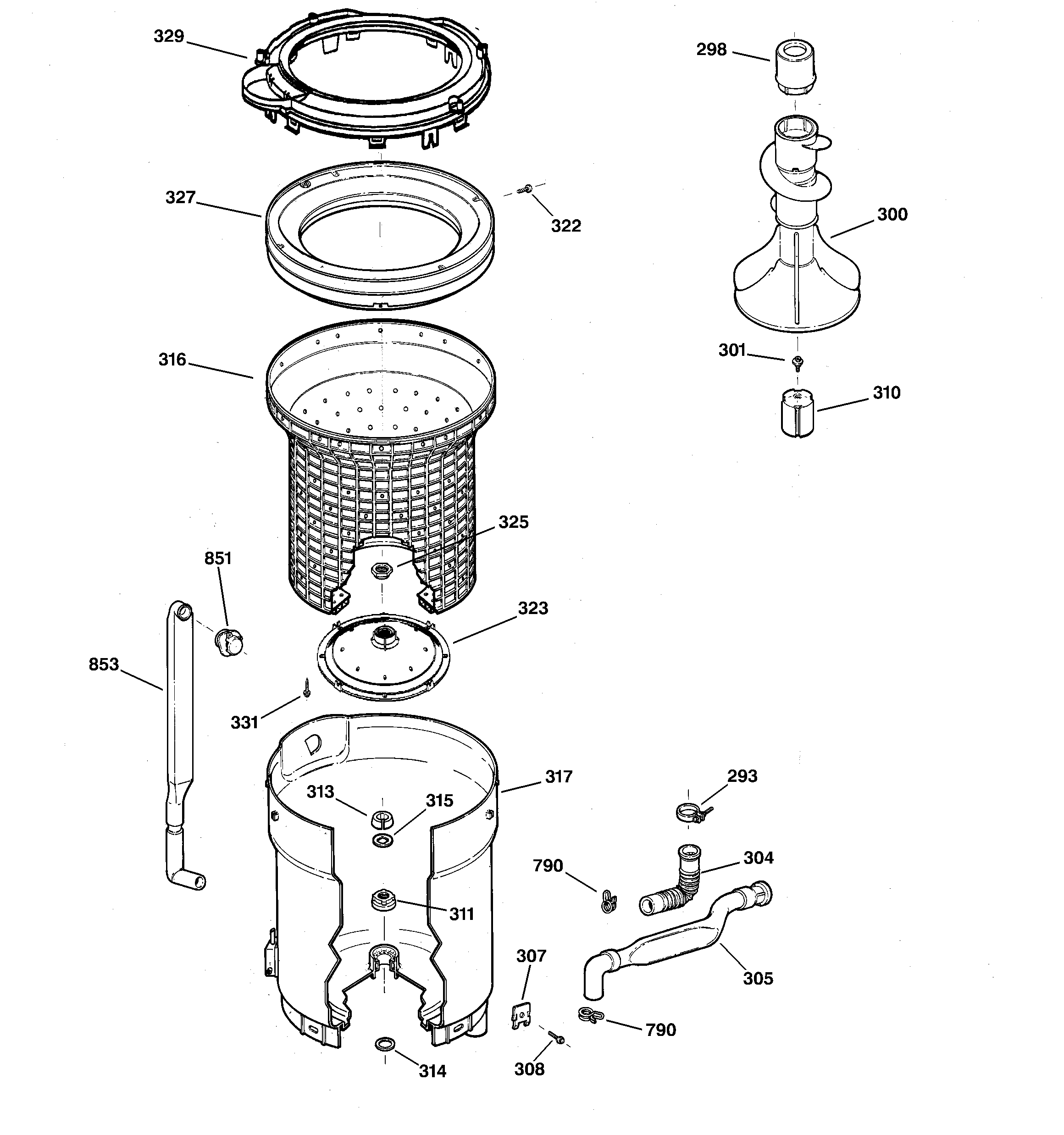Tub, basket & agitator