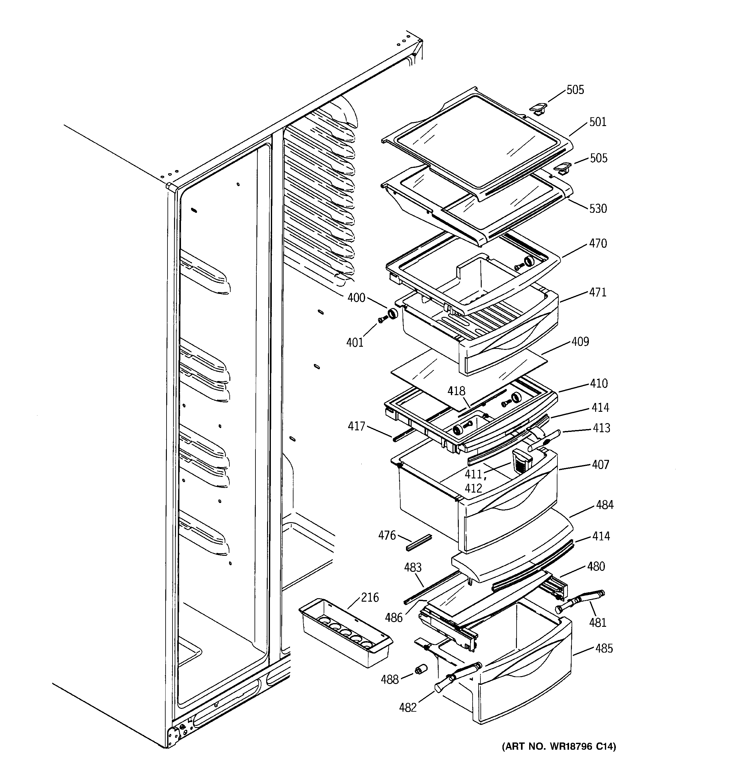 Fresh food shelves