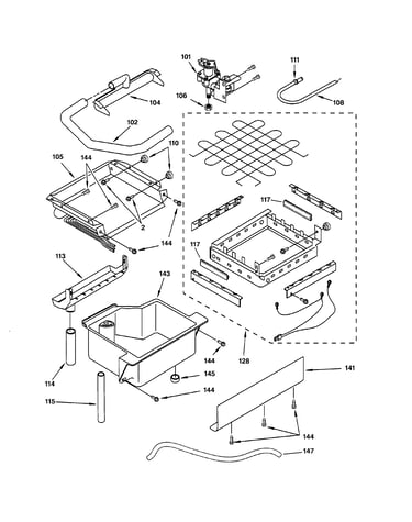 Evaporator, ice cutter grid & water