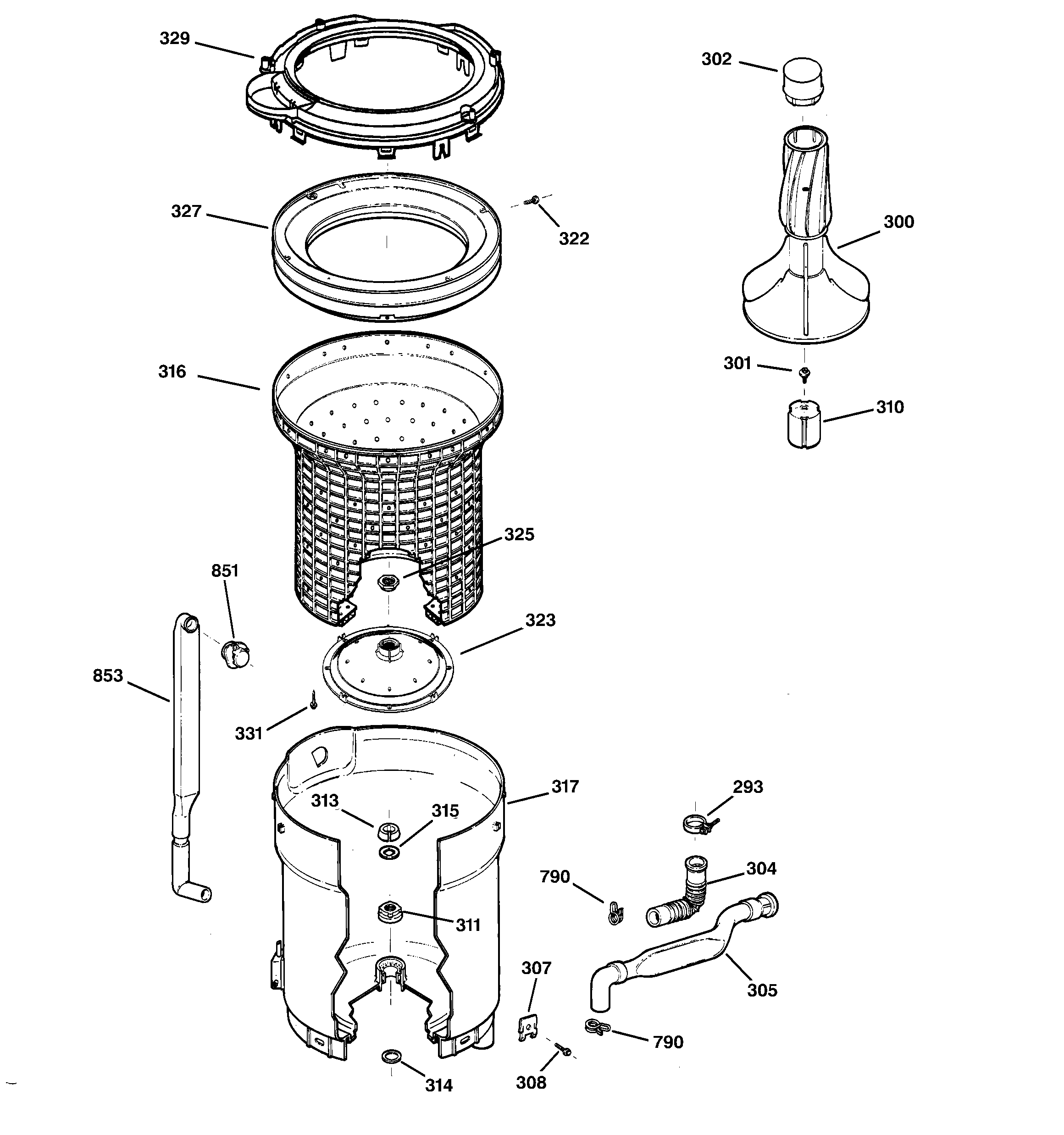 Tub, basket & agitator
