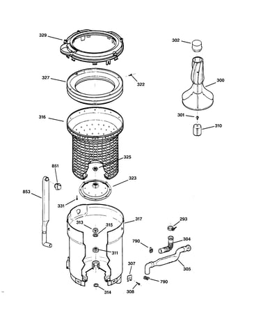 Tub, basket & agitator