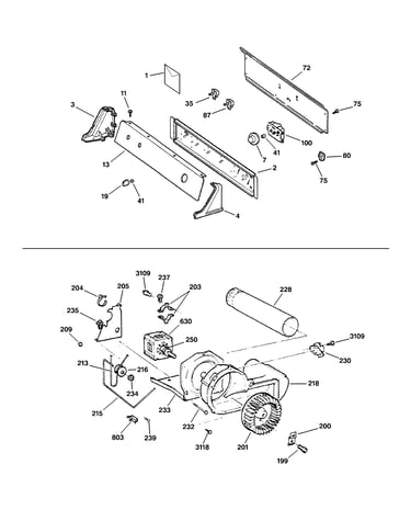Backsplash, blower & drive assembly