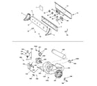 GE DPSR405EA1AA backsplash, blower & drive assembly diagram