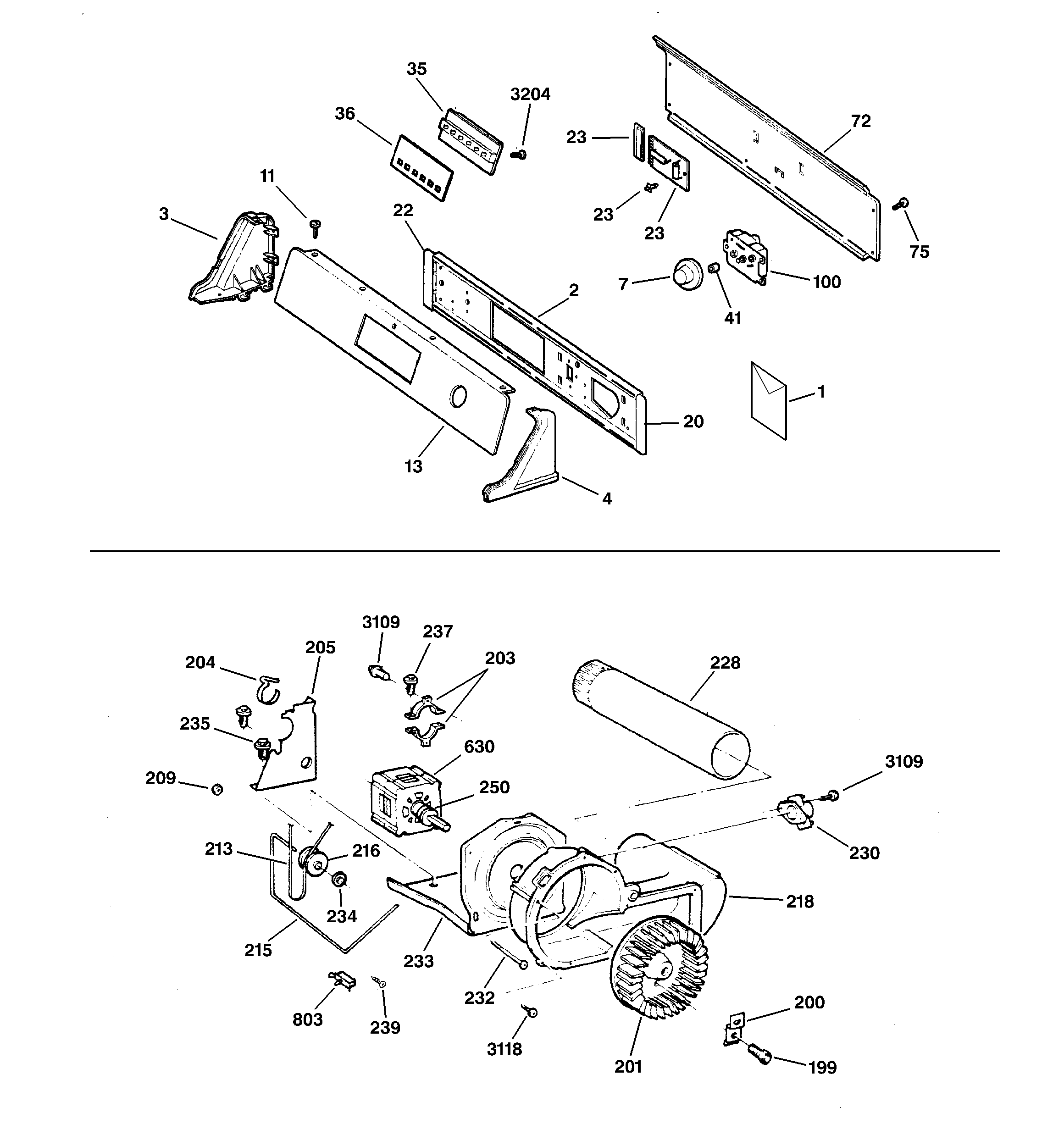 BACKSPLASH, BLOWER & MOTOR