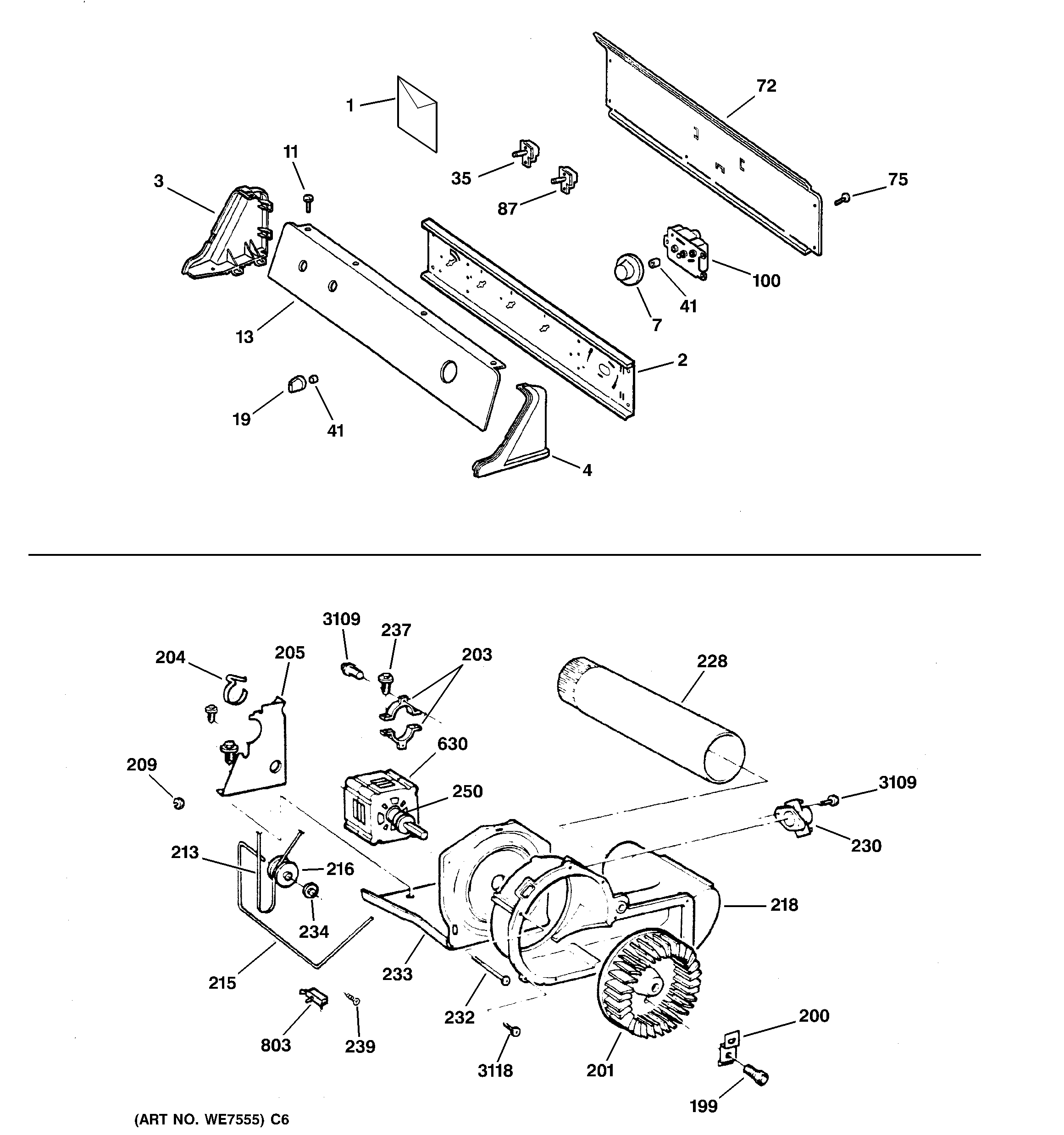 BACKSPLASH, BLOWER & MOTOR