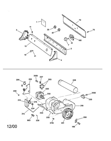 Backsplash, blower & motor