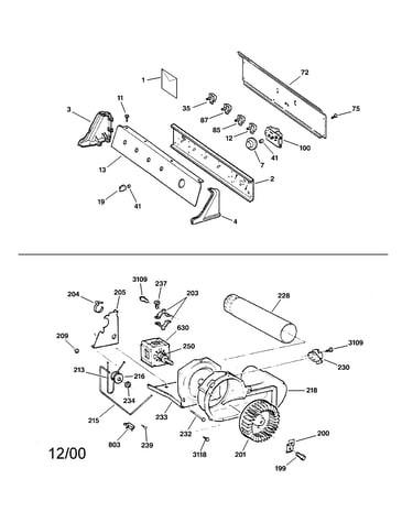 Backsplash, blower & drive assembly