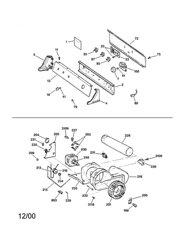 Backsplash, blower & motor