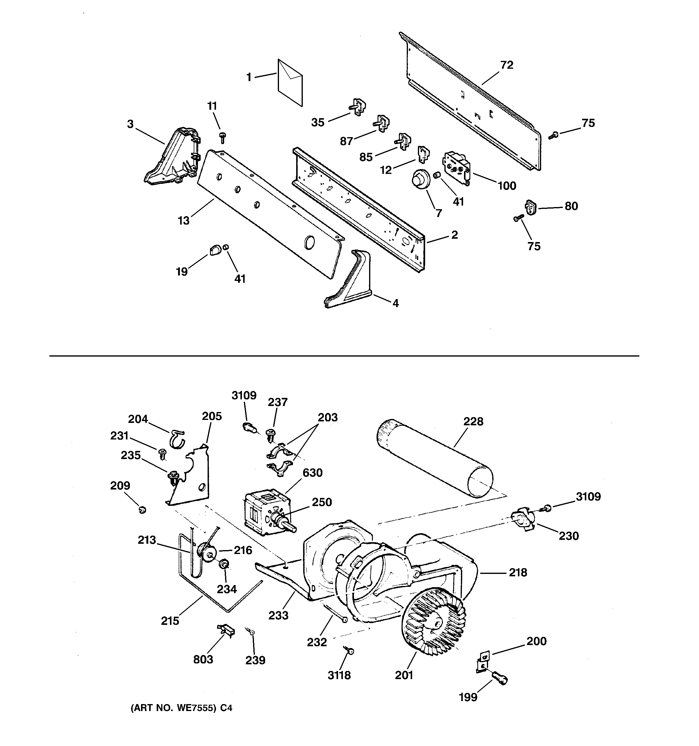 BACKSPLASH, BLOWER & MOTOR