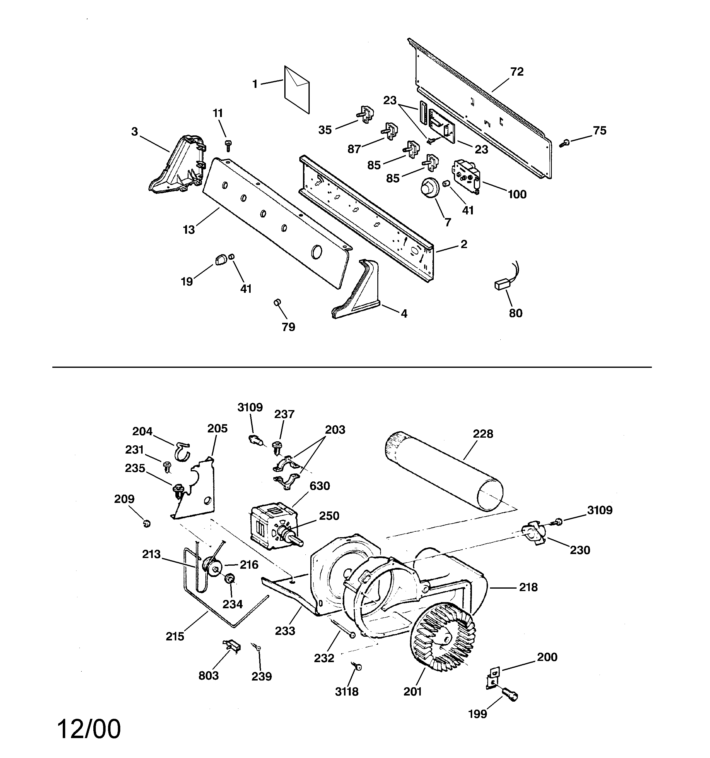 BACKSPLASH, BLOWER & MOTOR